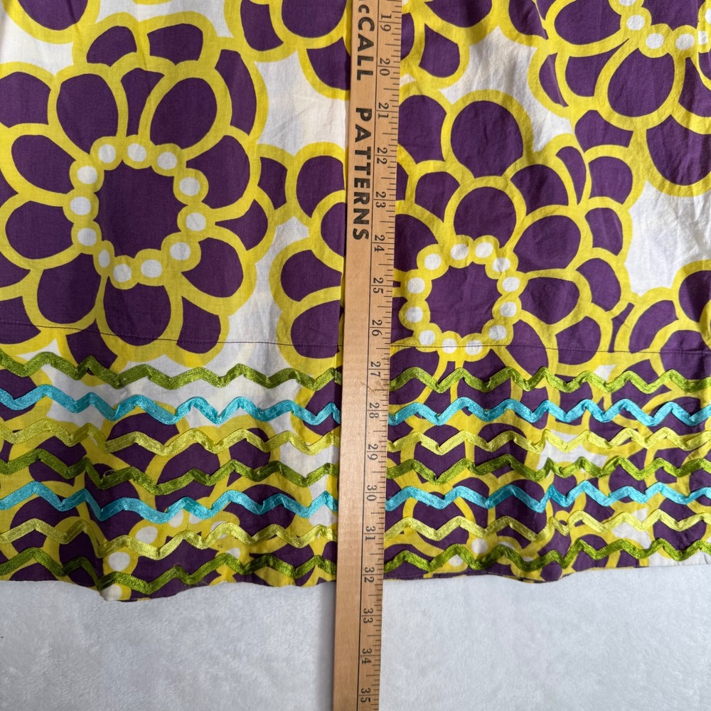 Boden Womens Floral Rickrack Trim Cotton Tunic Dress Purple Yellow WA222 Size 10 - Picture 8 of 9
